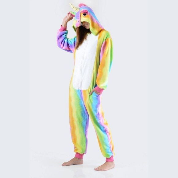 RAVE Festival Rainbow Ultra Soft Stripe Unicorn Onesie - Picture 2 of 5